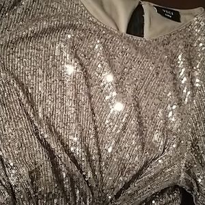 Vici Metallic Silver Large Sequin Dress